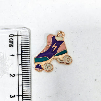 EC04X Purple Roller Skates Enamel Charm ( 1 pc ) High Quality Shine