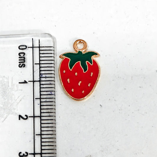 EC04K Strawberry Enamel Charm ( 1 pc ) High Quality Shine