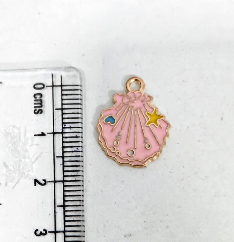 EC04F Pink Sea Shell Enamel Charm ( 1 pc ) High Quality Shine