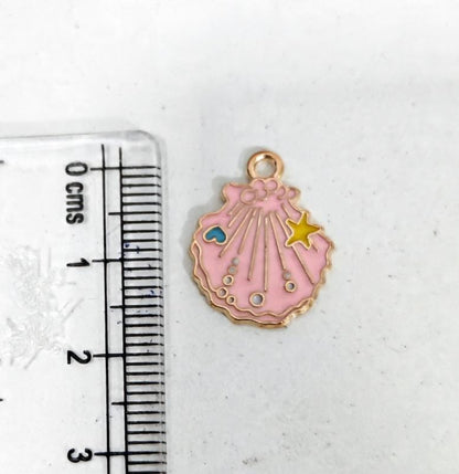 EC04F Pink Sea Shell Enamel Charm ( 1 pc ) High Quality Shine