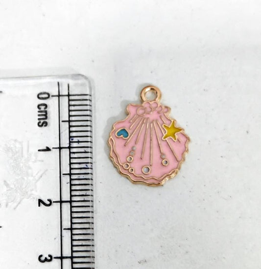 EC04F Pink Sea Shell Enamel Charm ( 1 pc ) High Quality Shine