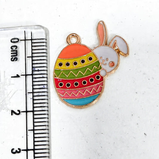 EC04E Easter Egg Bunny Enamel Charm ( 1 pc ) High Quality Shine