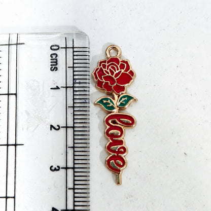 EC04B Love Rose Enamel Charm ( 1 pc ) High Quality Shine