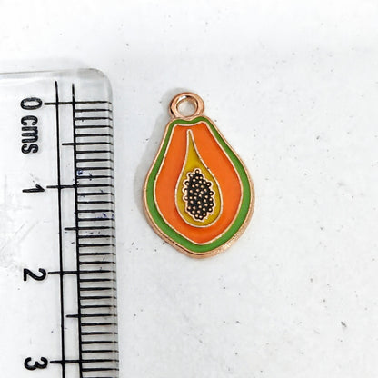 EC04N Papaya Enamel Charm ( 1 pc ) High Quality Shine