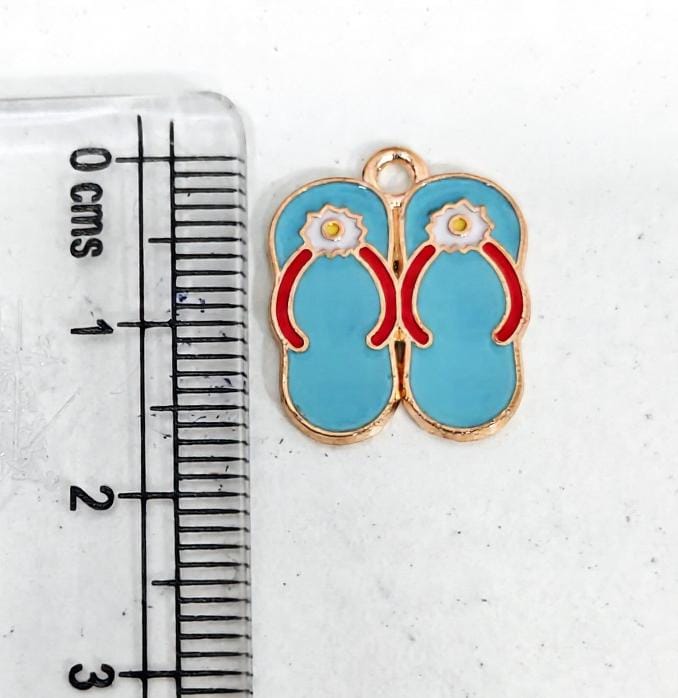 EC04Y Beach Slippers Enamel Charm ( 1 pc ) High Quality Shine