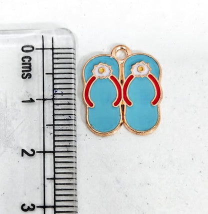 EC04Y Beach Slippers Enamel Charm ( 1 pc ) High Quality Shine