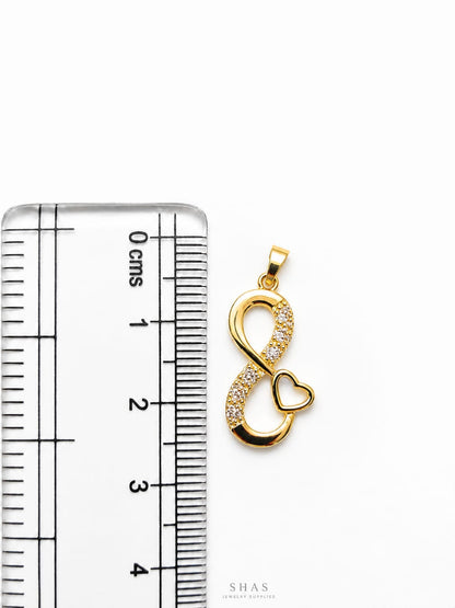 GPC19U Infinity Love Zircon Pendant Charm ( 1 PC ) Premium Plated