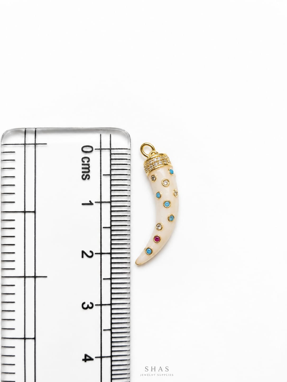 GPC19V Tusk Multicolour Zircon Pendant Charm ( 1 PC ) Premium Plated