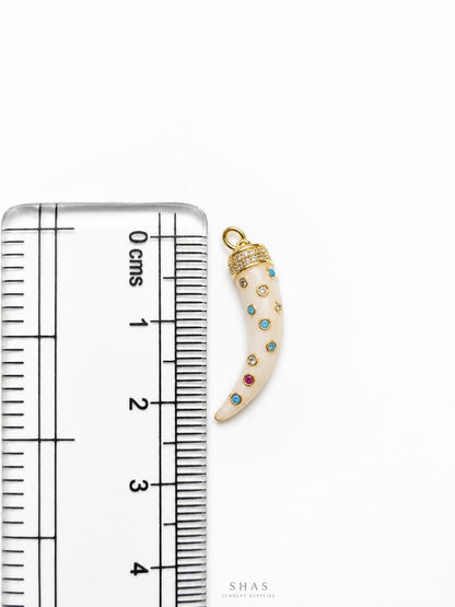 GPC19V Tusk Multicolour Zircon Pendant Charm ( 1 PC ) Premium Plated