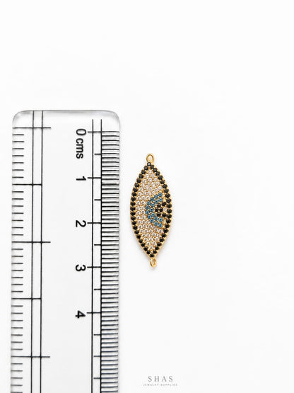 GPC19S Evil Eye Zircon Connector Charm ( 1 PC ) Premium Plated