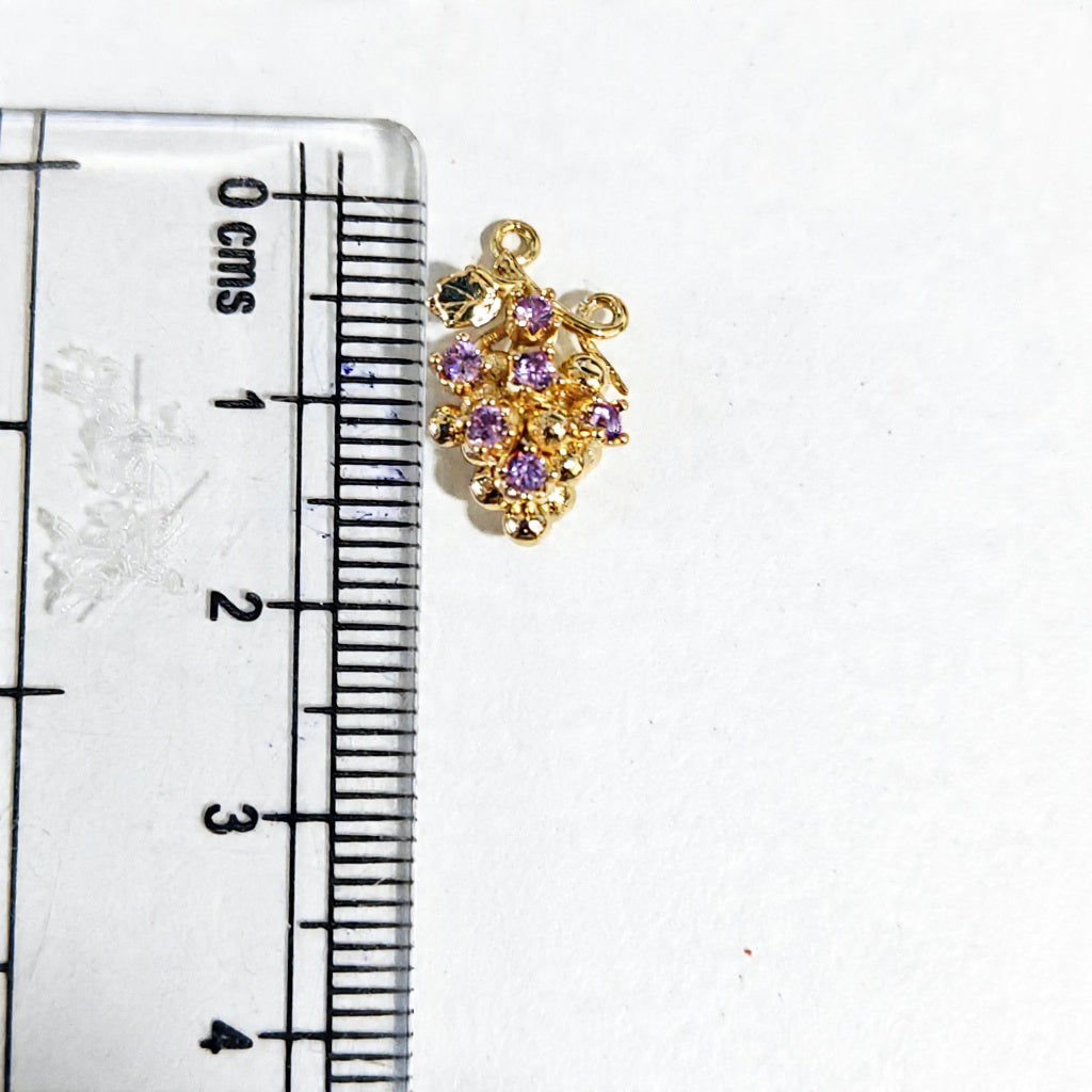 GPC20B Grapes Zircon Pendant Charm ( 1 PC ) Premium Plated