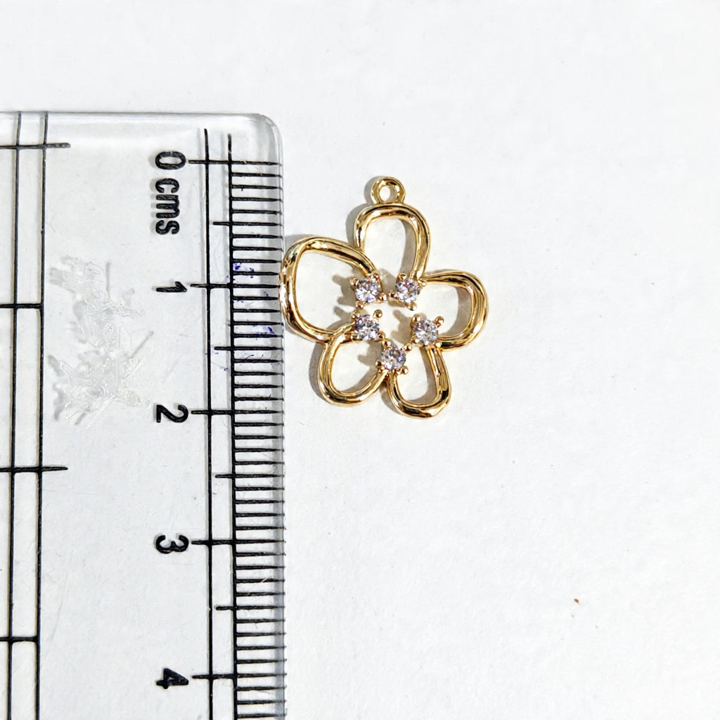 GPC20A Floral Zircon Pendant Charm ( 1 PC ) Premium Plated