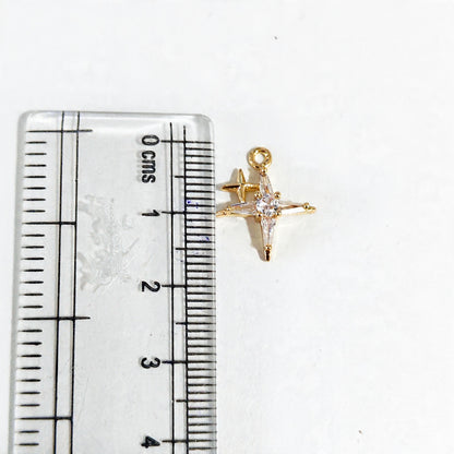 GPC20E Dainty Star Zircon Pendant Charm ( 1 PC ) Premium Plated