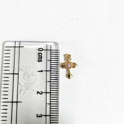 GPC20C Dainty Cross Zircon Pendant Charm ( 1 PC ) Premium Plated