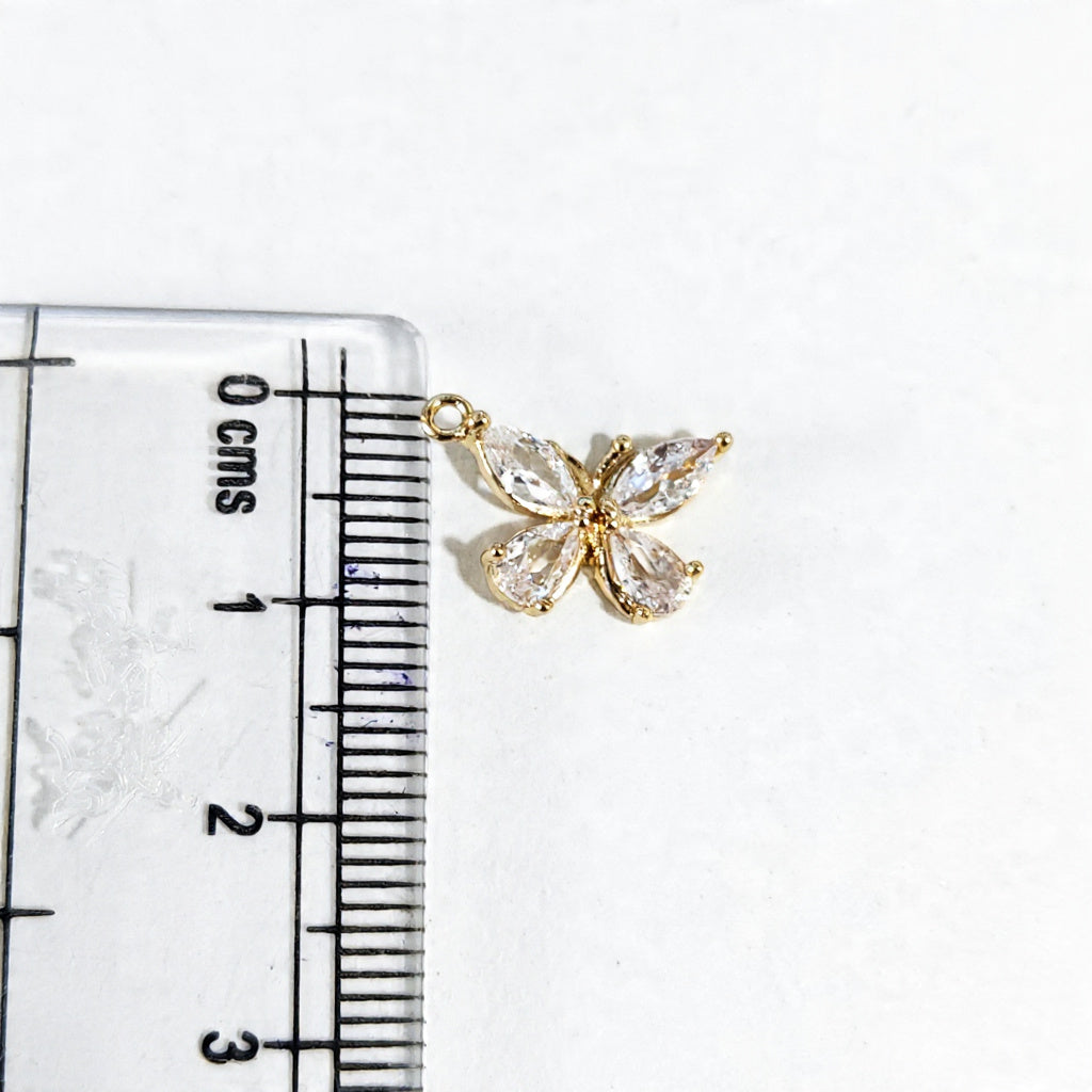 GPC20D Butterfly Zircon Pendant Charm ( 1 PC ) Premium Plated