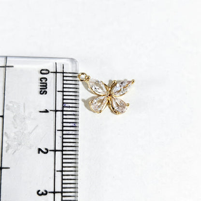 GPC20D Butterfly Zircon Pendant Charm ( 1 PC ) Premium Plated