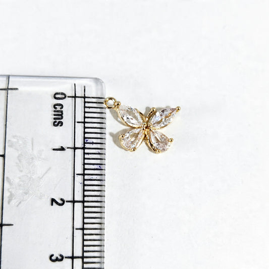 GPC20D Butterfly Zircon Pendant Charm ( 1 PC ) Premium Plated