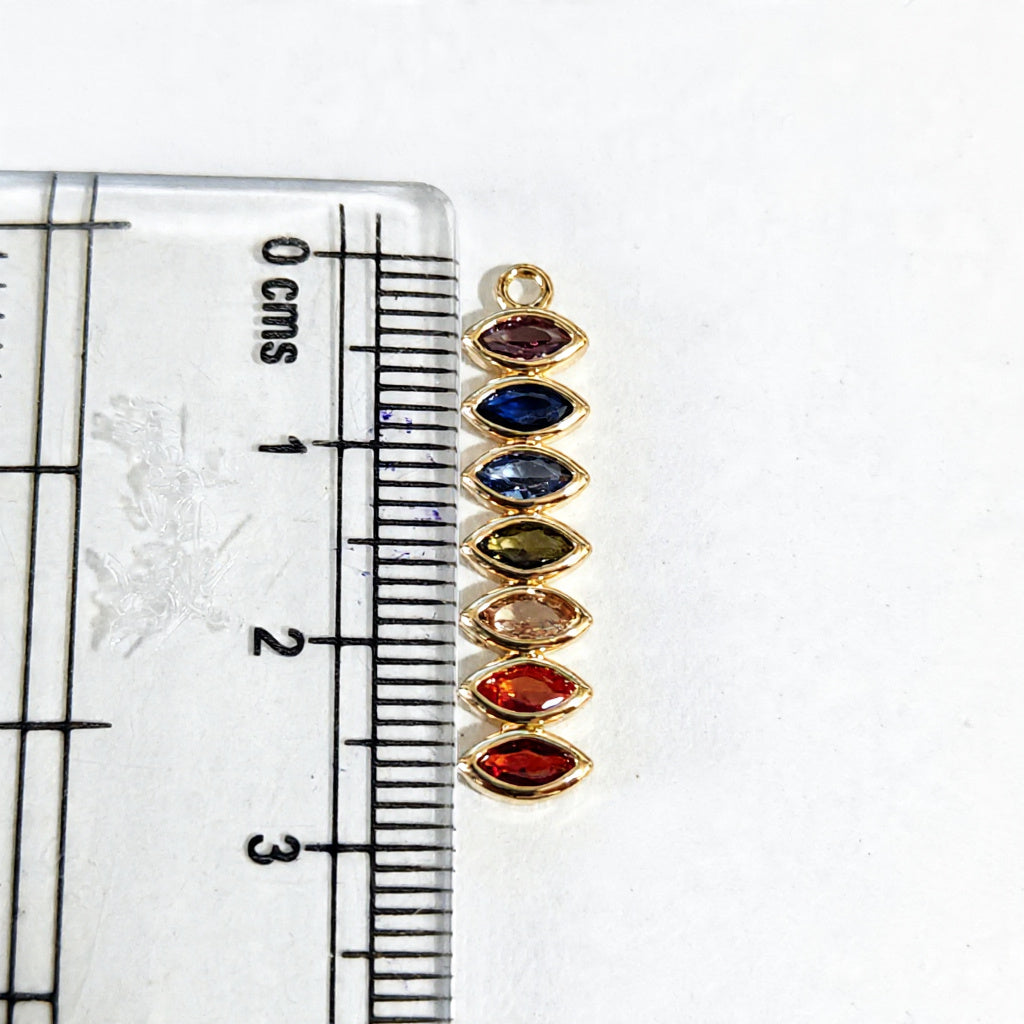 GPC20H Rainbow Colours Zircon Pendant Charm ( 1 PC ) Premium Plated