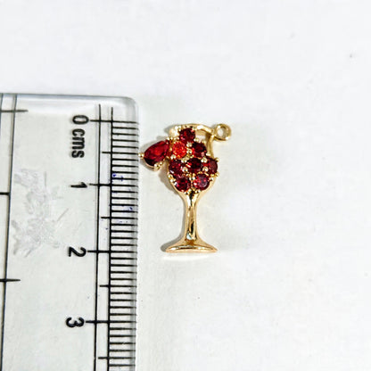 GPC20G Wine Glass Zircon Pendant Charm ( 1 PC ) Premium Plated