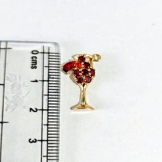 GPC20G Wine Glass Zircon Pendant Charm ( 1 PC ) Premium Plated