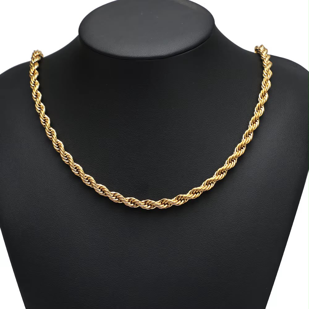 DIYS218 Twisted Rope Chain ( 1 feet ) 18k Gold PVD