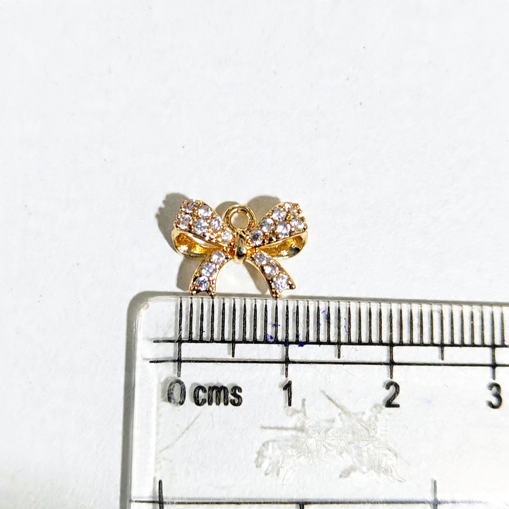 GPC20M Bow Zircon Pendant Charm ( 1 PC ) Premium Plated