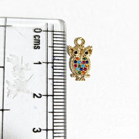 GPC20P Multicolour Owl Zircon Pendant Charm ( 1 PC ) Premium Plated