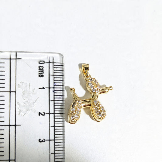 GPC20S Balloon Dog Zircon Pendant Charm ( 1 PC ) Premium Plated