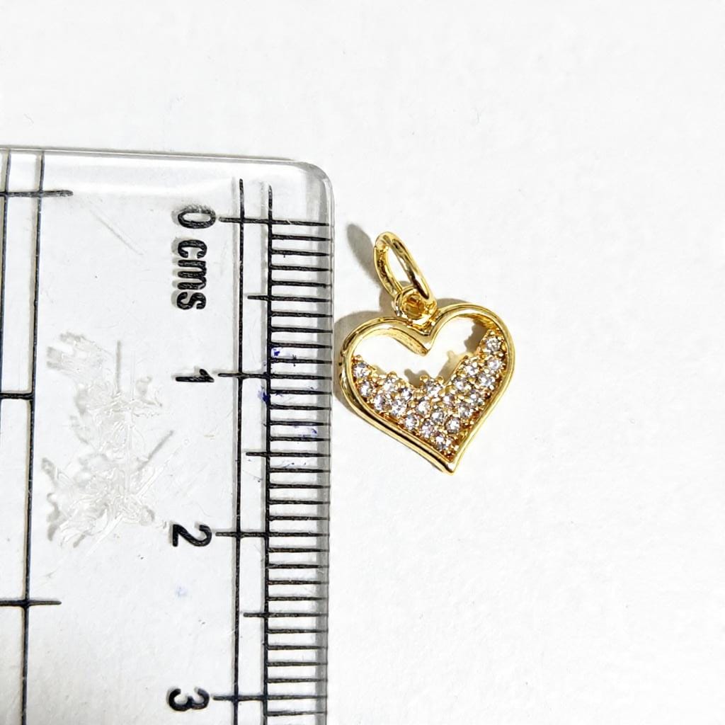 GPC20V Heart Zircon Pendant Charm ( 1 PC ) Premium Plated