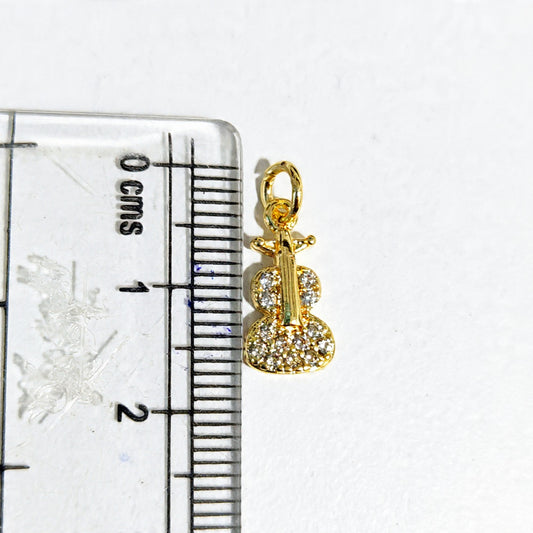 GPC20W Guitar Zircon Pendant Charm ( 1 PC ) Premium Plated