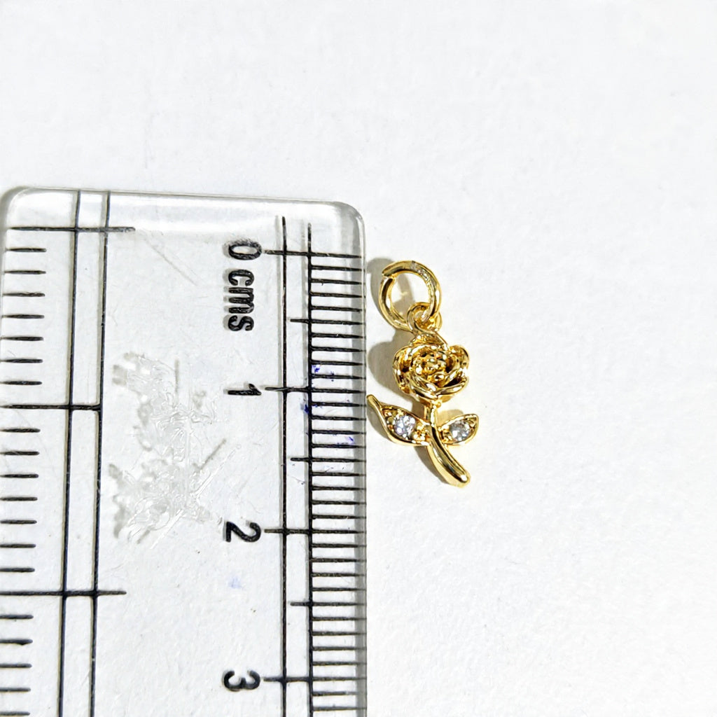 GPC20X Tiny Flower Zircon Pendant Charm ( 1 PC ) Premium Plated