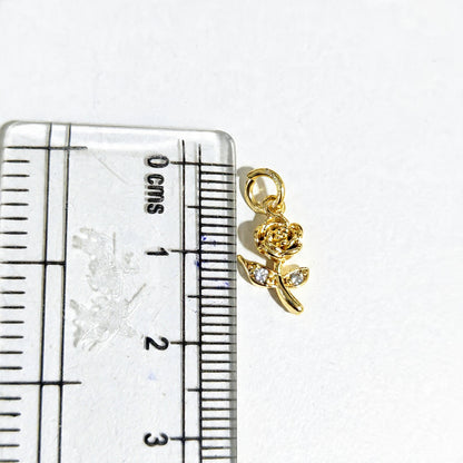 GPC20X Tiny Flower Zircon Pendant Charm ( 1 PC ) Premium Plated