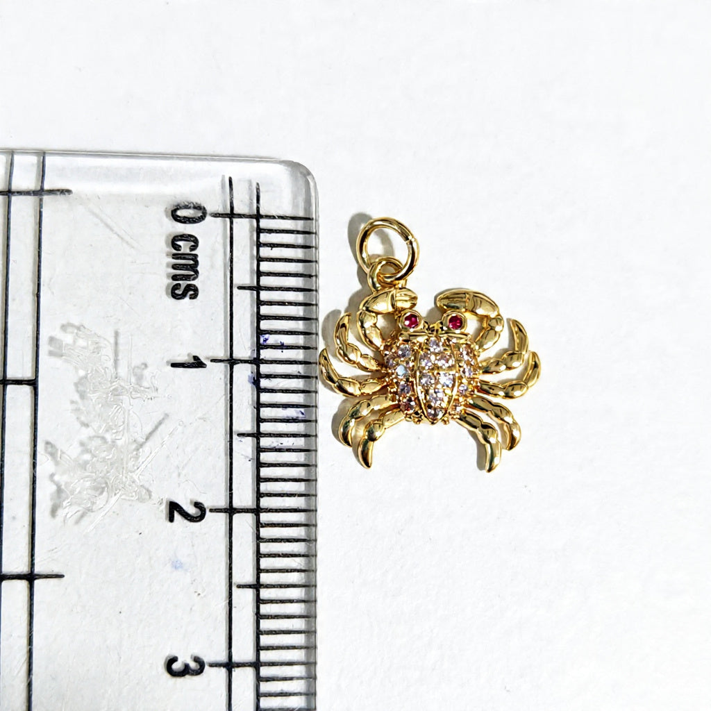 GPC20Z Sea Crab Zircon Pendant Charm ( 1 PC ) Premium Plated