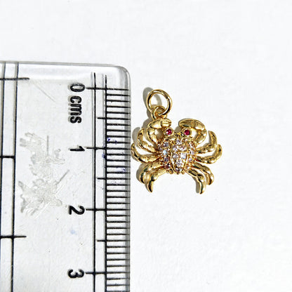 GPC20Z Sea Crab Zircon Pendant Charm ( 1 PC ) Premium Plated