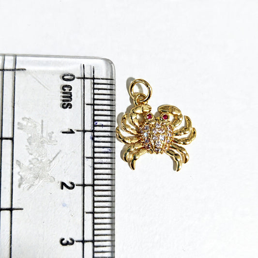 GPC20Z Sea Crab Zircon Pendant Charm ( 1 PC ) Premium Plated