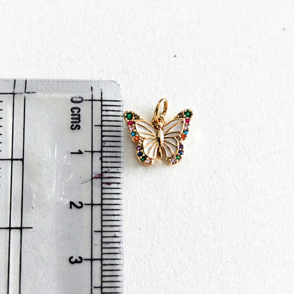 GPC21A Butterfly Zircon Pendant Charm ( 1 PC ) Premium Plated