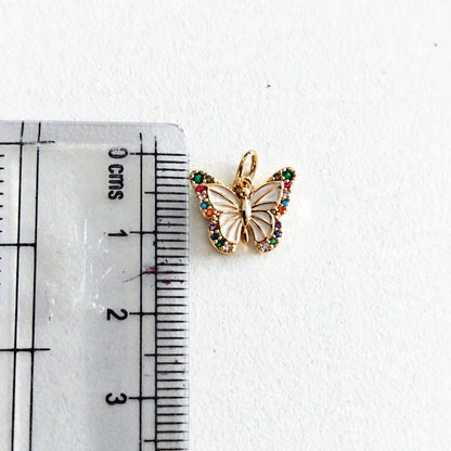 GPC21A Butterfly Zircon Pendant Charm ( 1 PC ) Premium Plated