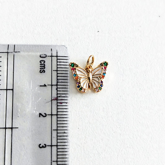 GPC21A Butterfly Zircon Pendant Charm ( 1 PC ) Premium Plated
