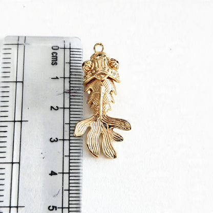 GPC21B Gold Fish Zircon Pendant Charm ( 1 PC ) Premium Plated