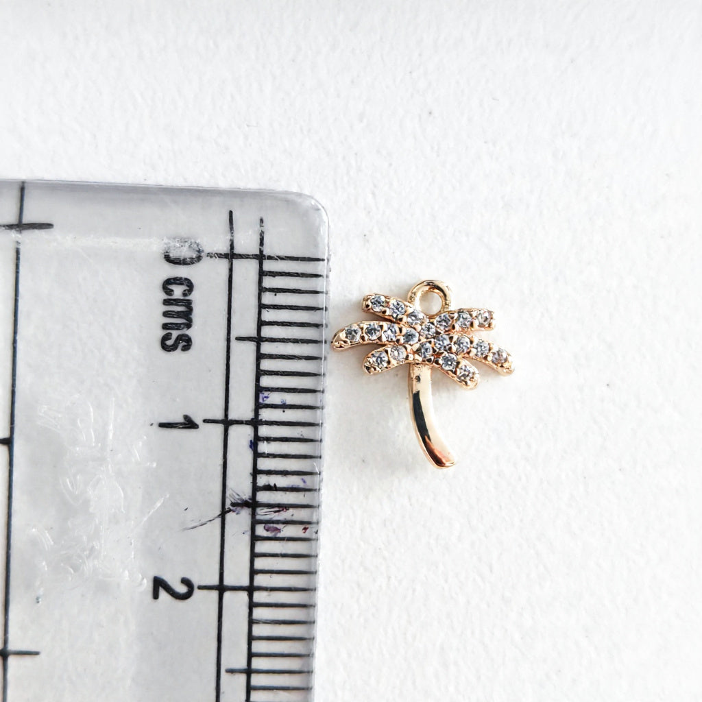 GPC21E Palm Tree Zircon Pendant Charm ( 1 PC ) Premium Plated