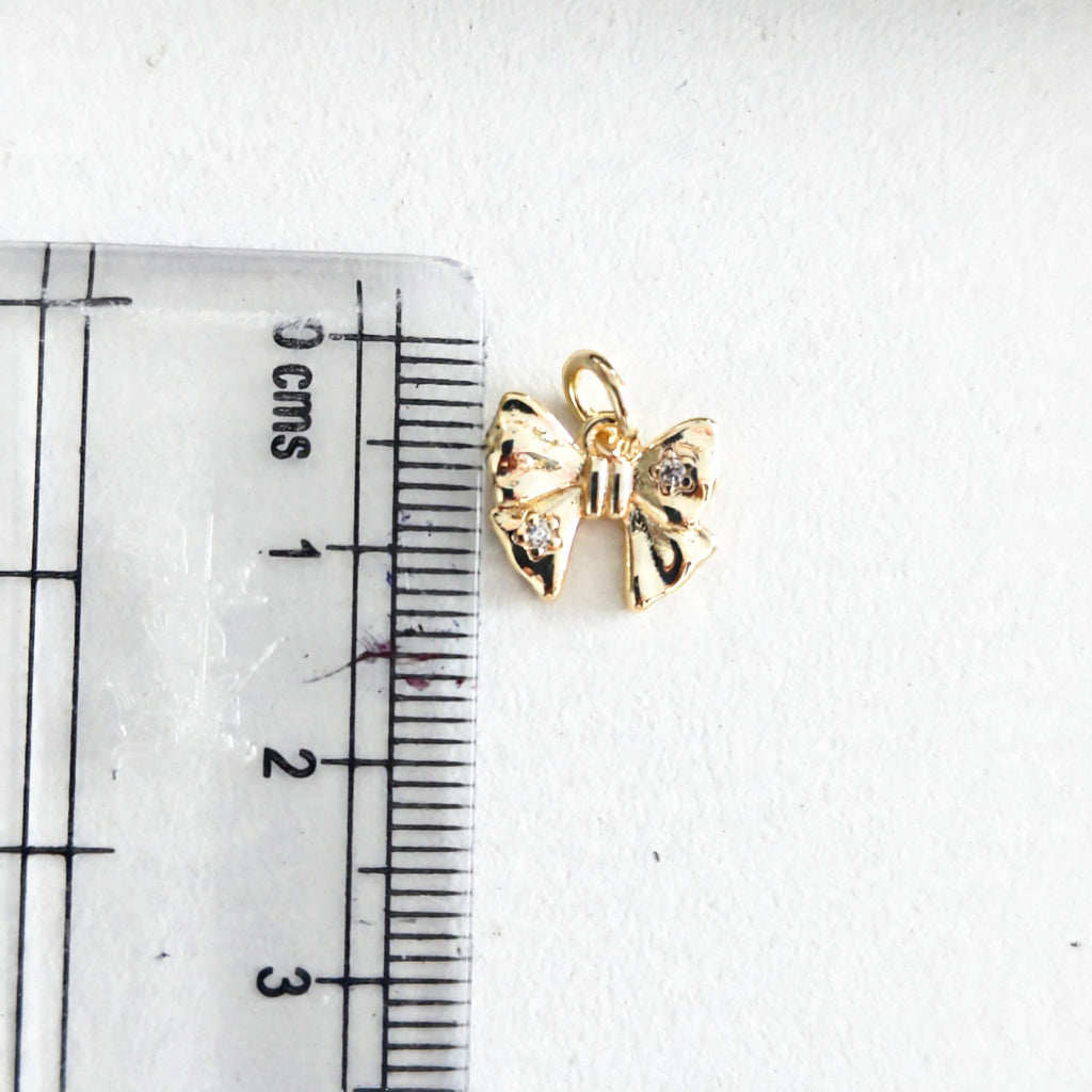 GPC21F Bow Zircon Pendant Charm ( 1 PC ) Premium Plated