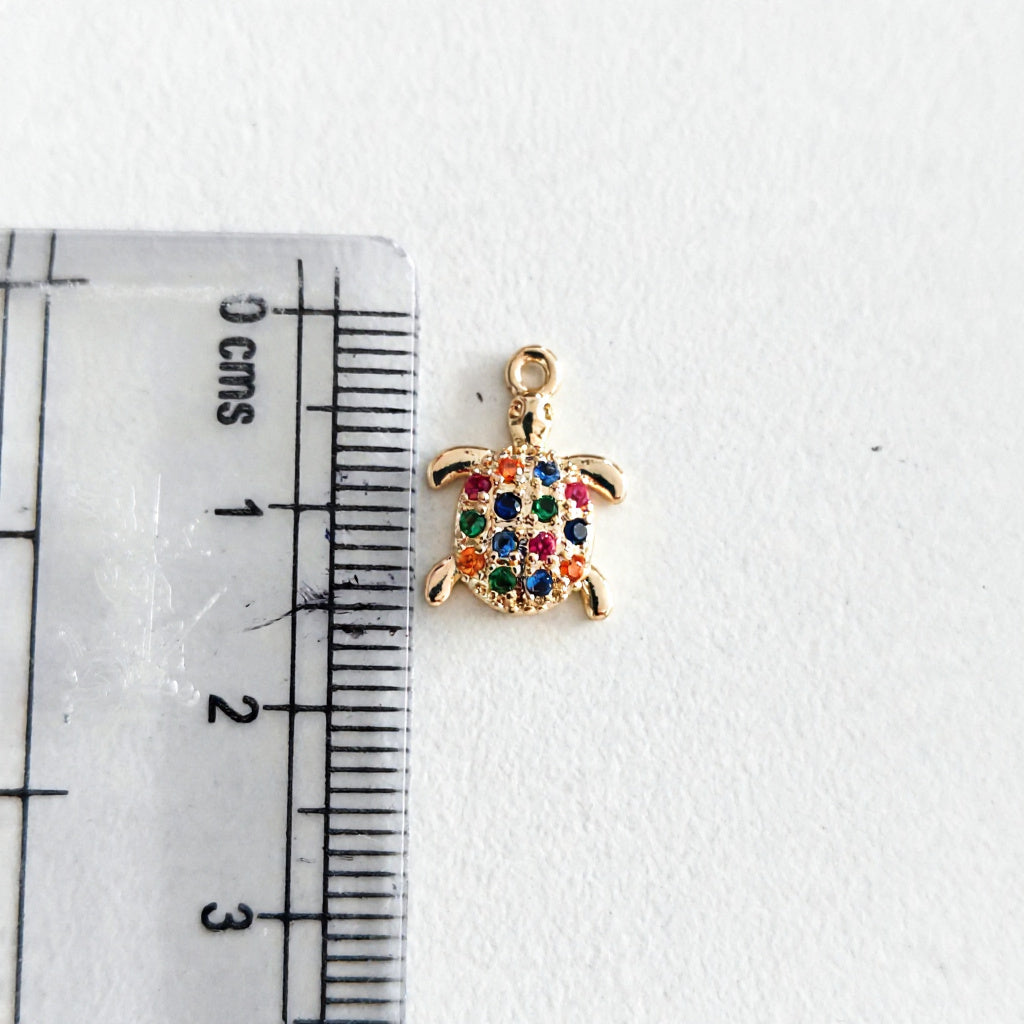 GPC21G Turtle Mutlicolour Zircon Pendant Charm ( 1 PC ) Premium Plated