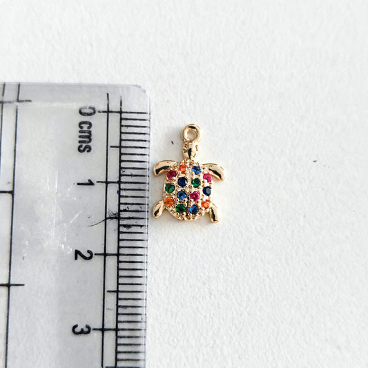 GPC21G Turtle Mutlicolour Zircon Pendant Charm ( 1 PC ) Premium Plated