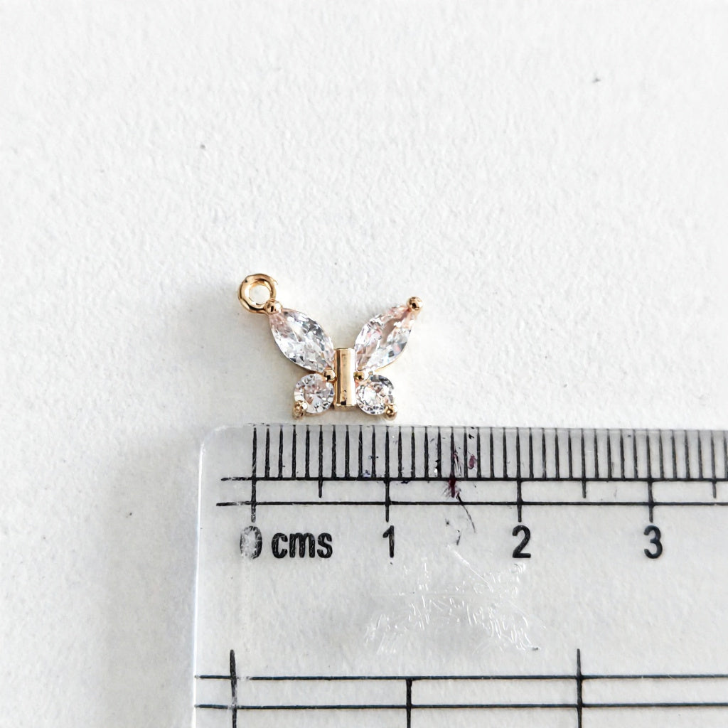 GPC21J Dainty Butterfly Zircon Pendant Charm ( 1 PC ) Premium Plated