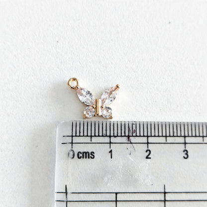 GPC21J Dainty Butterfly Zircon Pendant Charm ( 1 PC ) Premium Plated