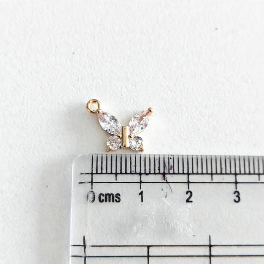 GPC21J Dainty Butterfly Zircon Pendant Charm ( 1 PC ) Premium Plated
