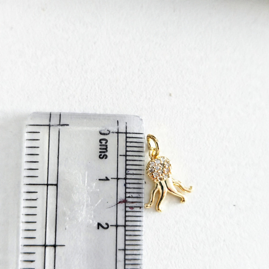 GPC21M Tiny Octopus Zircon Pendant Charm ( 1 PC ) Premium Plated