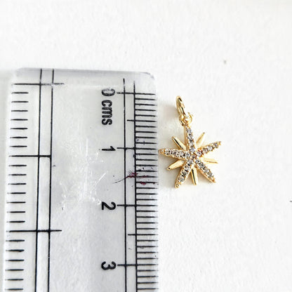 GPC21N Starburst Zircon Pendant Charm ( 1 PC ) Premium Plated
