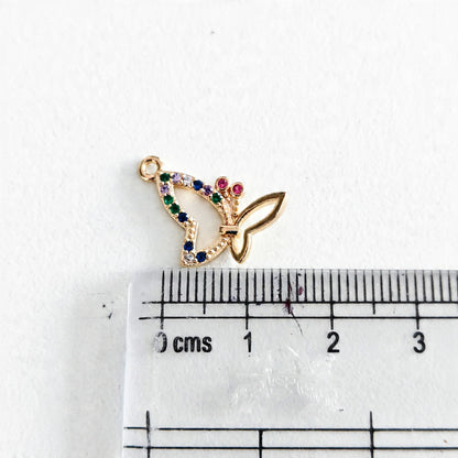 GPC21P Butterfly Multicolour Zircon Pendant Charm ( 1 PC ) Premium Plated