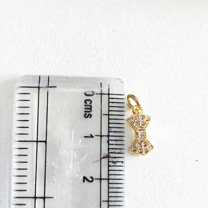 GPC21R Dainty Bow Zircon Pendant Charm ( 1 PC ) Premium Plated